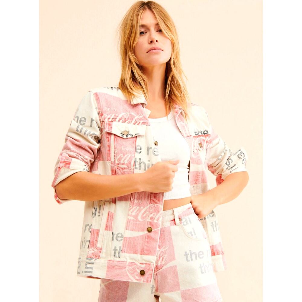 Free People Rolla's Coca Cola Denim Jacket Multi size S - Picture 2 of 5